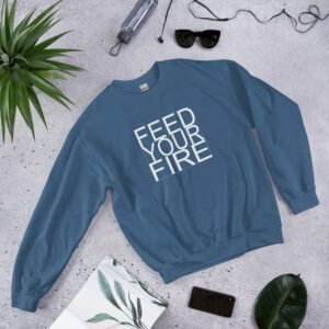 Feed Your Fire Unisex Sweatshirt - unisex crew neck sweatshirt indigo blue front f dae - Shujaa Designs