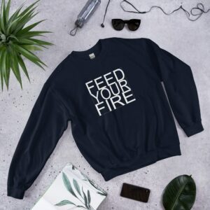 Feed Your Fire Unisex Sweatshirt - unisex crew neck sweatshirt navy front f a de - Shujaa Designs