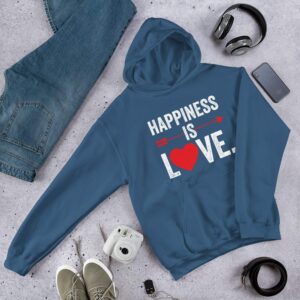 Happiness Is Love Unisex Hoodie - unisex heavy blend hoodie indigo blue front dca cd a - Shujaa Designs