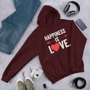 Happiness Is Love Unisex Hoodie - unisex heavy blend hoodie maroon front dca ccd e - Shujaa Designs
