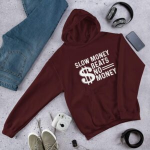 Slow Money Unisex Hoodie - unisex heavy blend hoodie maroon front dd ffe c b - Shujaa Designs