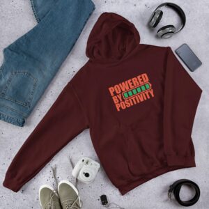 Powered By Positivity Unisex Hoodie - unisex heavy blend hoodie maroon front d - Shujaa Designs