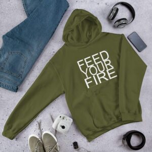 Feed Your Fire Unisex Hoodie - unisex heavy blend hoodie military green front dc ab - Shujaa Designs