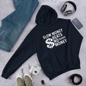Slow Money Unisex Hoodie - unisex heavy blend hoodie navy front dd ffe - Shujaa Designs