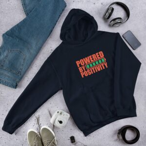 Powered By Positivity Unisex Hoodie - unisex heavy blend hoodie navy front - Shujaa Designs