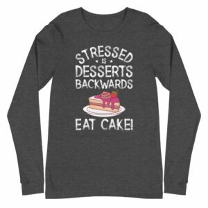 Stressed Is Desserts Backwards Eat Cake Unisex Heavy Blend™ Crewneck Sweatshirt - unisex long sleeve tee dark grey heather front cec a - Shujaa Designs