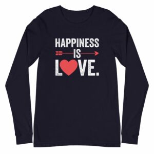 Happiness Is Love Unisex Long Sleeve Tee - unisex long sleeve tee navy front f b cb - Shujaa Designs