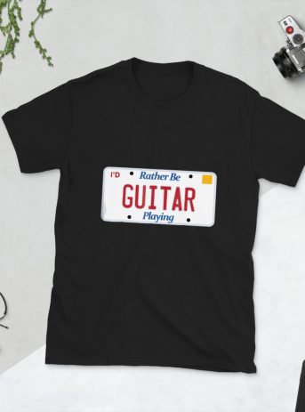 I’D Rather Be Guitar Playing Short-Sleeve Unisex T-Shirt - unisex basic softstyle t shirt black front fd c c a - Shujaa Designs