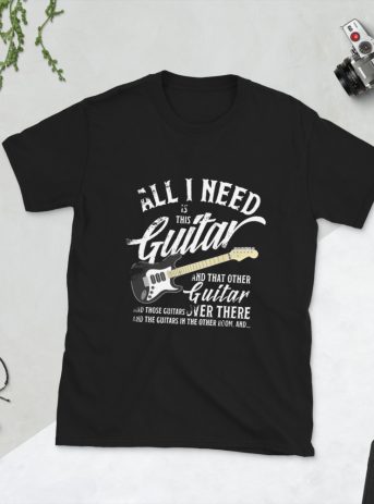 All I Need Is This Guitar Short-Sleeve Unisex T-Shirt - unisex basic softstyle t shirt black front fd b - Shujaa Designs