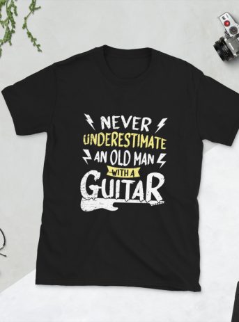Never Underestimate An Old Man With Guitar Short-Sleeve Unisex T-Shirt - unisex basic softstyle t shirt black front bb ba - Shujaa Designs