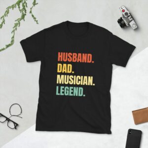 Husband Dad Musician Legend Short-Sleeve Unisex T-Shirt - unisex basic softstyle t shirt black front d cce - Shujaa Designs