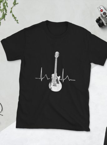 Electric Guitar Heartbeat Short-Sleeve Unisex T-Shirt - unisex basic softstyle t shirt black front c ce d - Shujaa Designs