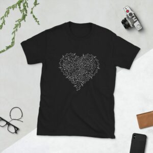 Music Symbol Heart Short-Sleeve Unisex T-Shirt - unisex basic softstyle t shirt black front a ee - Shujaa Designs