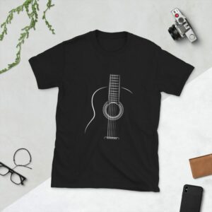 Acoustic Guitar Short-Sleeve Unisex T-Shirt - unisex basic softstyle t shirt black front a b e - Shujaa Designs