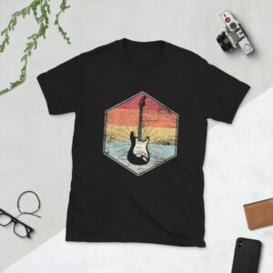 Black Strat Rainbow Short-Sleeve Unisex T-Shirt - unisex basic softstyle t shirt black front ab f - Shujaa Designs