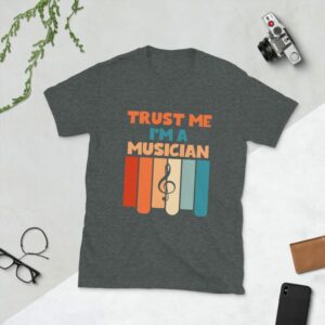 Trust Me I’m A Musician Short-Sleeve Unisex T-Shirt - unisex basic softstyle t shirt dark heather front e e - Shujaa Designs