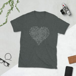 Music Symbol Heart Short-Sleeve Unisex T-Shirt - unisex basic softstyle t shirt dark heather front a f a - Shujaa Designs