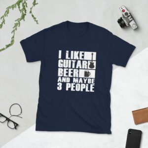 I Like Guitar Beer And May Be 3 Peoples Unisex T-Shirt - unisex basic softstyle t shirt navy front fcd eb - Shujaa Designs