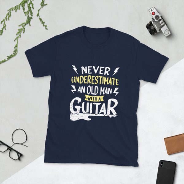 Never Underestimate An Old Man With Guitar Short-Sleeve Unisex T-Shirt - unisex basic softstyle t shirt navy front bb f - Shujaa Designs