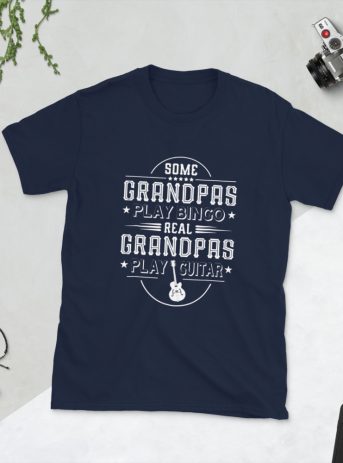 Some Grandpas Play Bingo Real Grandpas Play Guitar Short-Sleeve Unisex T-Shirt - unisex basic softstyle t shirt navy front e - Shujaa Designs