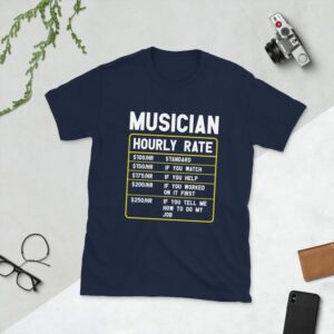 Musician Hourly Rate Short-Sleeve Unisex T-Shirt - unisex basic softstyle t shirt navy front c df - Shujaa Designs