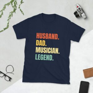 Husband Dad Musician Legend Short-Sleeve Unisex T-Shirt - unisex basic softstyle t shirt navy front d a db - Shujaa Designs