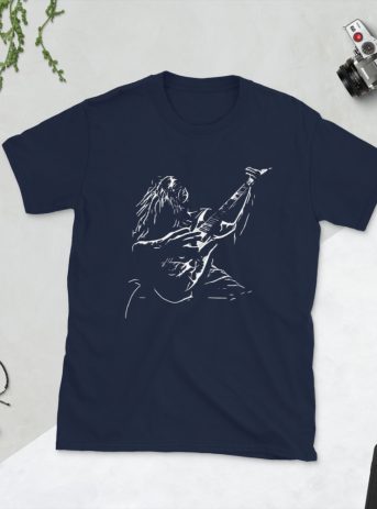 Hand Drawn Electric Guitarist Short-Sleeve Unisex T-Shirt - unisex basic softstyle t shirt navy front dc - Shujaa Designs