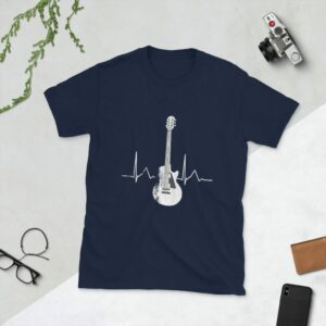Electric Guitar Heartbeat Short-Sleeve Unisex T-Shirt - unisex basic softstyle t shirt navy front c ce - Shujaa Designs