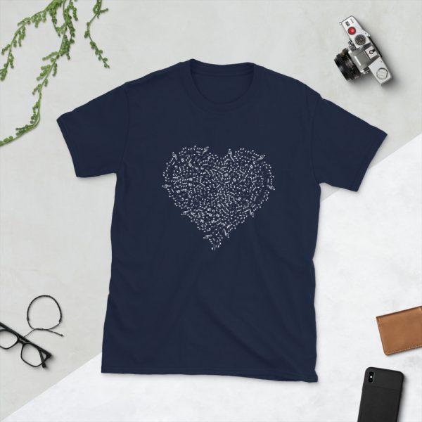 Music Symbol Heart Short-Sleeve Unisex T-Shirt - unisex basic softstyle t shirt navy front a e fc - Shujaa Designs