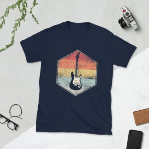 Black Strat Rainbow Short-Sleeve Unisex T-Shirt - unisex basic softstyle t shirt navy front ab f df - Shujaa Designs