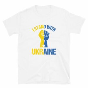 I Stand With Ukraine Soft Unisex Tee - unisex basic softstyle t shirt white front d - Shujaa Designs