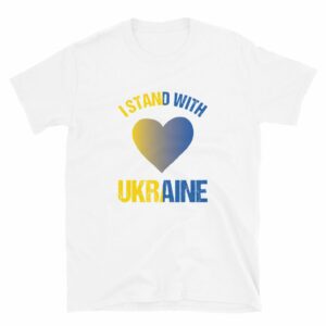 I Stand With Ukraine Unisex Short Sleeve Tee - unisex basic softstyle t shirt white front e c e - Shujaa Designs