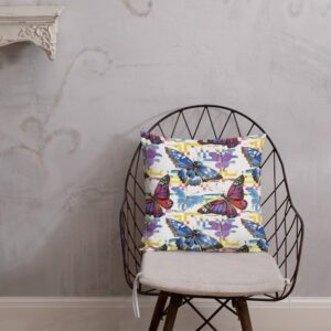 Watercolor Butterfly Pattern Premium Pillow - all over print premium pillow x back lifestyle ca af b - Shujaa Designs