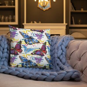 Watercolor Butterfly Pattern Premium Pillow - all over print premium pillow x back lifestyle ca b c - Shujaa Designs
