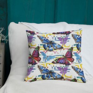 Watercolor Butterfly Pattern Premium Pillow - all over print premium pillow x back lifestyle ca b f - Shujaa Designs