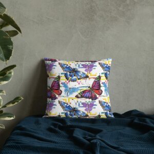 Watercolor Butterfly Pattern Premium Pillow - all over print premium pillow x back lifestyle ca b eb - Shujaa Designs