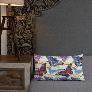 Watercolor Butterfly Pattern Premium Pillow - all over print premium pillow x back lifestyle ca b - Shujaa Designs