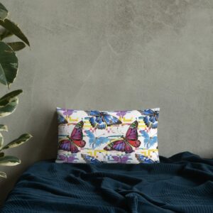 Watercolor Butterfly Pattern Premium Pillow - all over print premium pillow x back lifestyle ca b dd - Shujaa Designs