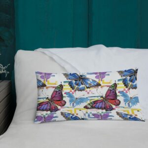 Watercolor Butterfly Pattern Premium Pillow - all over print premium pillow x front lifestyle ca b fe - Shujaa Designs