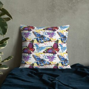Watercolor Butterfly Pattern Premium Pillow - all over print premium pillow x back lifestyle ca b d - Shujaa Designs