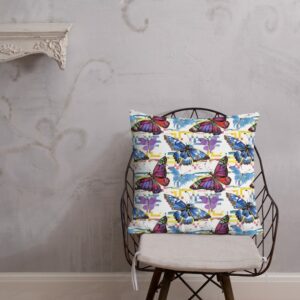 Watercolor Butterfly Pattern Premium Pillow - all over print premium pillow x front lifestyle ca b f - Shujaa Designs