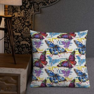 Watercolor Butterfly Pattern Premium Pillow - all over print premium pillow x front lifestyle ca b eb - Shujaa Designs