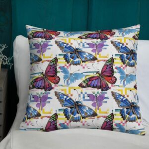 Watercolor Butterfly Pattern Premium Pillow - all over print premium pillow x front lifestyle ca b e - Shujaa Designs