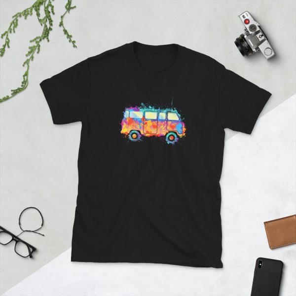 Watercolor Love Bus Short-Sleeve Unisex T-Shirt - unisex basic softstyle t shirt black front a cf c c - Shujaa Designs