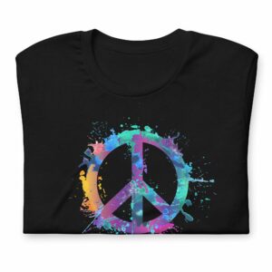 Watercolor Peace Symbol Unisex t-shirt - unisex staple t shirt black front aae e - Shujaa Designs