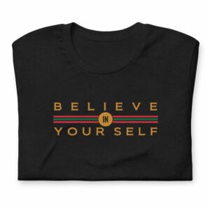 Believe In Yourself Unisex t-shirt - unisex staple t shirt black heather front c f - Shujaa Designs