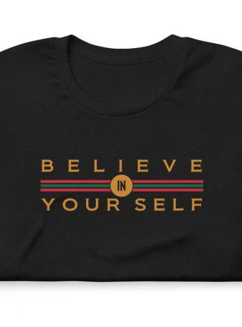 Believe In Yourself Unisex t-shirt - unisex staple t shirt black heather front c f - Shujaa Designs