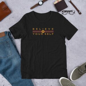 Believe In Yourself Unisex t-shirt - unisex staple t shirt black heather front c f e - Shujaa Designs