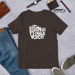 Listen To Your Inner Voice Unisex t-shirt - unisex staple t shirt brown front c ba - Shujaa Designs