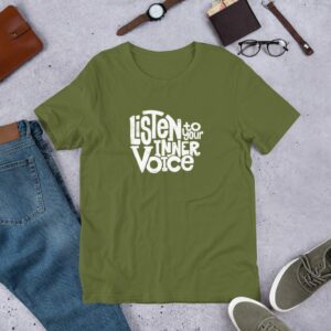 Listen To Your Inner Voice Unisex t-shirt - unisex staple t shirt olive front c be - Shujaa Designs
